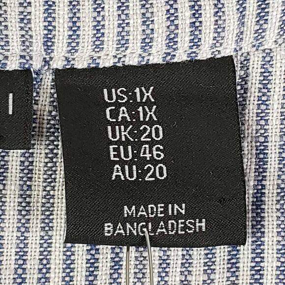 Tahari Dress Women's Plus Size 1X Blue Striped Linen Resort Lagenlook SS New - Picture 8 of 11